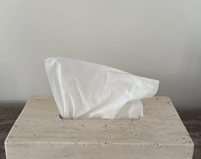 Travertine Luxury Marble Stone Tissue Paper Box  9x6x3.5 Inches