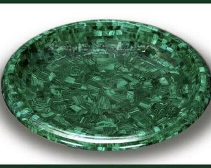 Marble Fruit Bowl Malachite Semi Precious Stones Handmade Work Home Decor