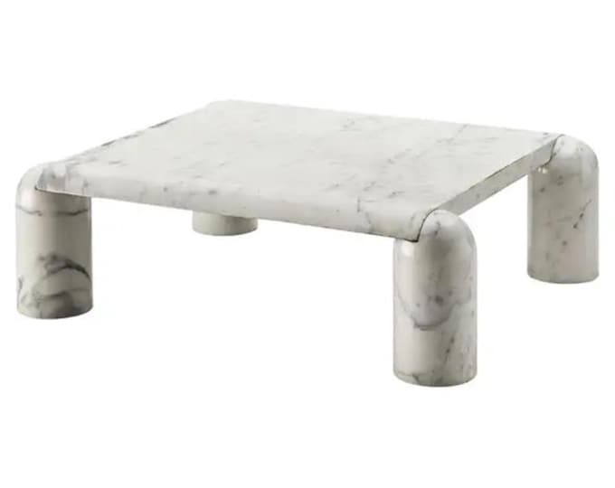 Modern Carrara Marble Coffee Table – Sculptural Design with Rounded Legs, Minimalist Luxury Furniture