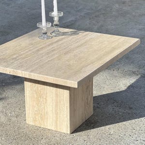 Minimalist Travertine Coffee Table for Modern Interiors Square Compact Travertine Stone End Table Rustic Travertine Furniture for Home Decor