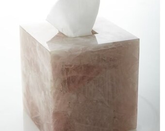 Handgemaakte rozenkwarts tissuebox cover: badkamerdecoratie
