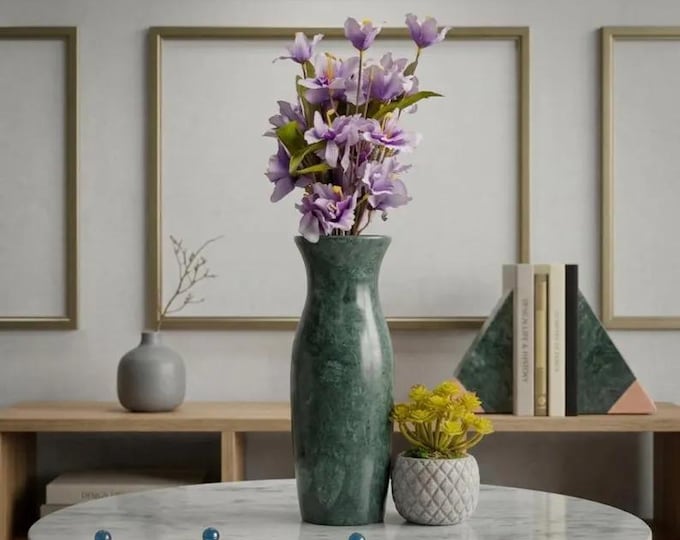 Green Marble Vase – Elegant Stone Flower Vase