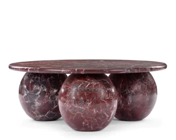 Rosso Levanto Marble Coffee Table, Round Red Marble furniture