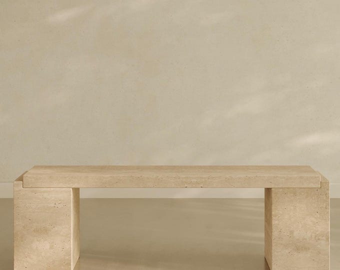 Handcrafted Travertine Side Table Natural Stone Accent Table