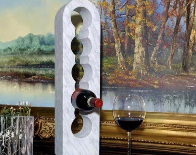 White Marble Wine Holder | Modern Home Bar Decor, Unique Veining
