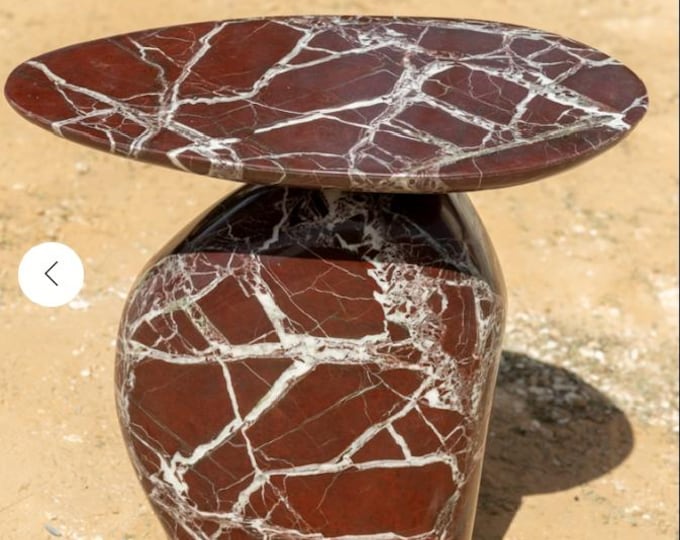 Rosso Levante Marble End Table – Elegant Handcrafted Accent Piece for Modern & Classic Interior