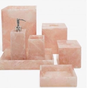Rose Quartz Bathroom Set / Unique Agate Stone Vanity Accessories