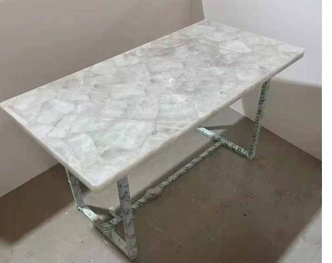 Handmade White Quartz Coffee Table tap – Minimalist Living Room Décor