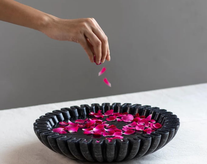 Black Textured Decorative Bowl Set Contemporary Home Decor Trio