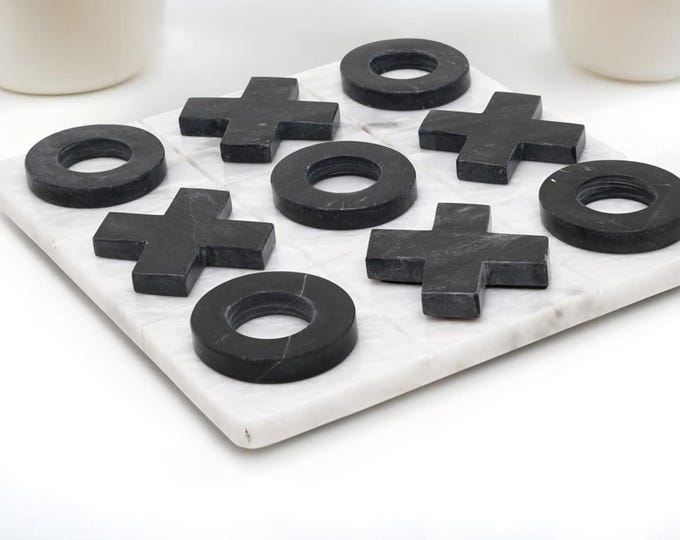 Handmade Marble Tic Tac Toe Game Marble XOXO Decor