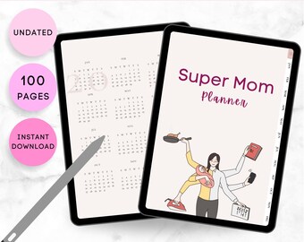Super Mom Kalender, Business Mom Kalender, Digitaler Planer, neue Mutter Planer, GoodNotes Planer, Mutterschaftsplaner, Undatierter Digitaler Planer, Mamas