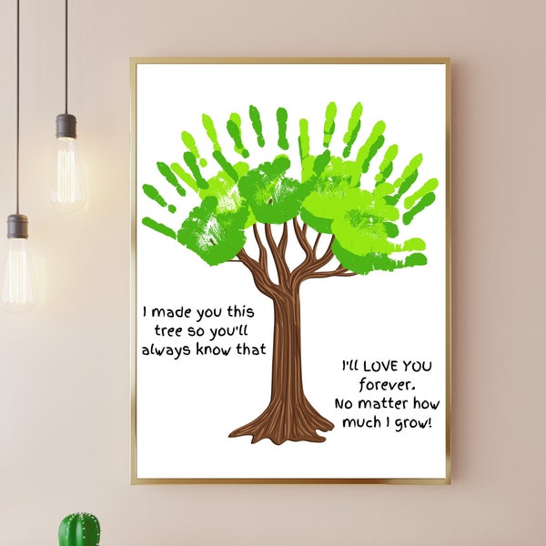I Love You Handprint Tree. Father’s Day Gift. Gift To Parent. Fingerprint Art. Handprint Art. Handprint Gift. Gift From Kids. Gift To Dad