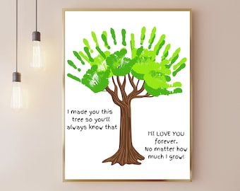 Father’s Day Gift. I Love You Handprint Tree. Gift To Parent. Fingerprint Art. Handprint Art. Handprint Gift. Gift From Kids. Gift To Dad
