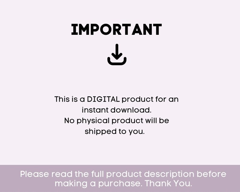 K&ouml;nnte beinhalten: Ein Hinweis auf einen digitalen Download mit dem Text "WICHTIG" in Fettdruck, einem Abw&auml;rtspfeil-Symbol und dem Text "Dies ist ein DIGITALES Produkt f&uuml;r einen sofortigen Download. Es wird kein physisches Produkt an Sie versandt. Bitte lesen Sie die vollst&auml;ndige Produktbeschreibung, bevor Sie einen Kauf t&auml;tigen. Vielen Dank."