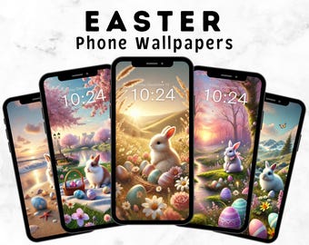 10 fondos de pantalla de conejito de Pascua para teléfono: lindos fondos digitales de primavera y Pascua para iPhone y Android / Pantalla de inicio del teléfono / Pantalla de bloqueo de regalo
