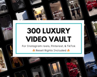 Luxury Video Vault for Reels | Content Bank | Editable Aesthetic Videos for TikTok, Pinterest Videos, Instagram Reels, Master Resell Rights