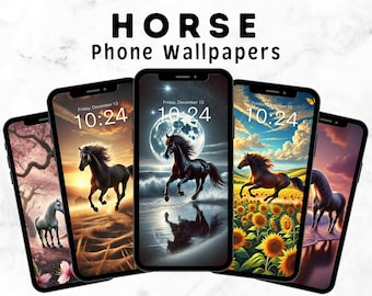 Fondos de pantalla de caballos para amantes de los caballos y jinetes / 10 fondos digitales de caballos para iPhone y Android / Bloqueo de teléfono/Pantalla de inicio / Regalos