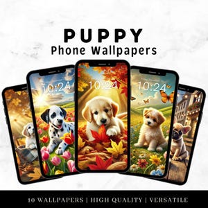 Adorable Puppy Phone Wallpapers For Dog Lovers | 10 Cute Digital Dog Backgrounds for iPhone & Android | Phone Home Screen | Lock Screen Gift