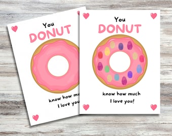 Geschenk zum Vatertag. Druckbar. Du DONUT weißt wie sehr ich dich liebe. Fingerabdruck Kunst. Handprint Art. Eltern. Geschenk an Mama. Bastelgeschenk von Kindern