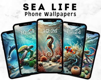 Fondos de pantalla de animales marinos para teléfono / 10 fondos de pantalla de vida marina para iPhone y Android / Vida marina / Estética del océano / Pantalla de bloqueo / Protector de pantalla