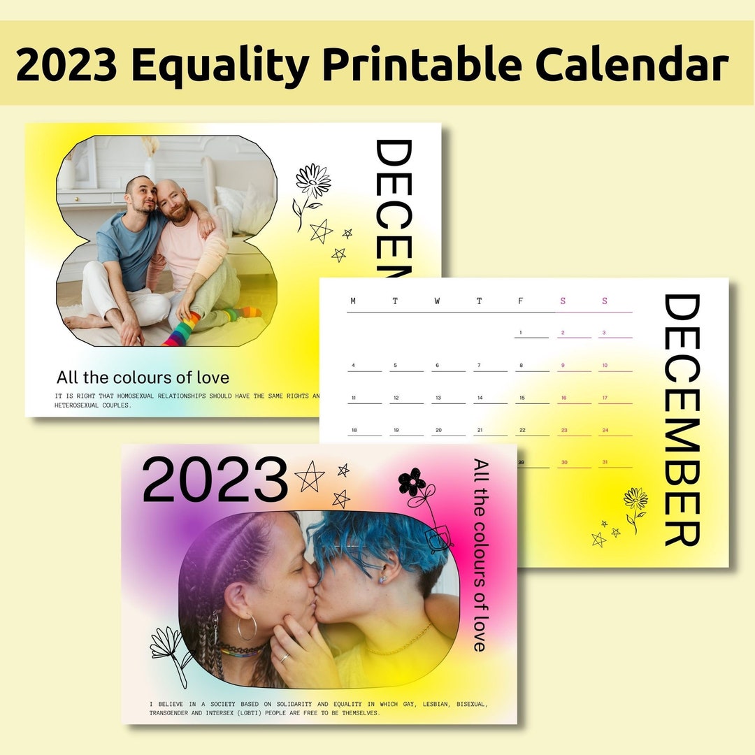 Printable 2023 Equality Calendar All the Colours of Love. Etsy