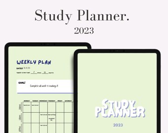 Study Planner | Digital, Printable | GoodNotes, Notability | Green + White