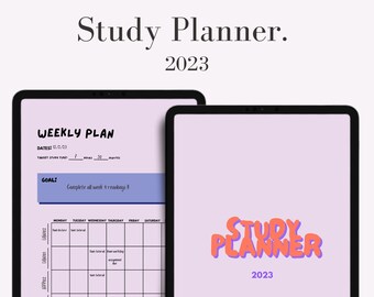 Study Planner | Digital, Printable | GoodNotes, Notability | Pink + Orange