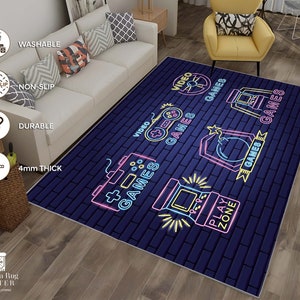 Neon Video Game Floor Mat Large Game Area Rug Gamer Carpet Game Printed  Floor Mat For Living Room Mat Bedroom Mat - Temu