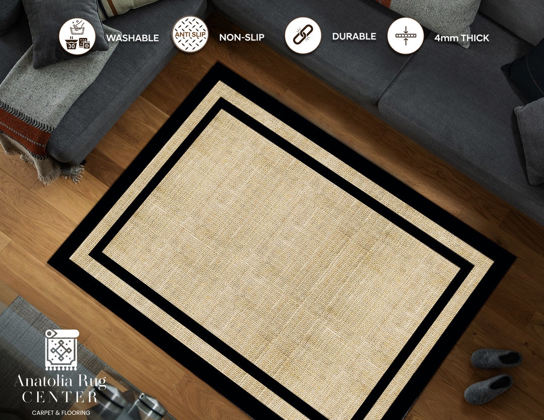 Black and Beige Rug, Area Rug, Aesthetic Rug, Abstract Rug, Popular