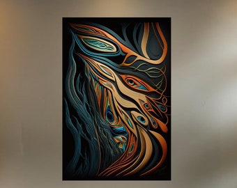 Waves of Spirit Canvas, Modern Indigenous Abstract Art