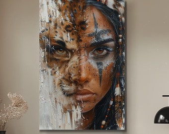 Lynx Spirit Animal Canvas Gallery Wrap, Indigenous Wall Art