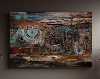 Tales Carved in Time, abstract art, indigenous art, tlingit, native art, wall decor, home decor, traditional art, Canvas Gallery Wraps