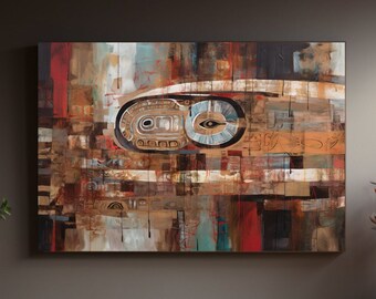 Tlingit Inspired Canvas Print: Ancestral Visions Wall Decor