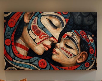 Tlingit Mother's Embrace Canvas Wrap, Native American Art