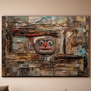 Ancestral Mosaic unique abstract art, indigenous art, tlingit, native art, wall decor, home decor, traditional art, Canvas Gallery Wraps