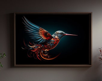Tlingit Hummingbird Art Print, Kwáan's Song of Beauty, Native Art Gloss Poster