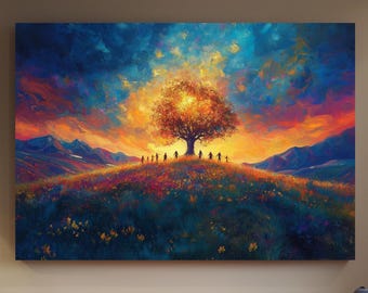 Tree of Life Canvas Print | Abstract Family Unity, Landscape Wall Art