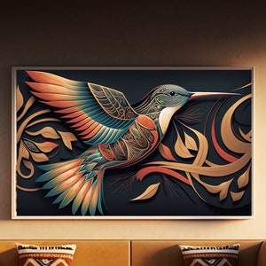 Hoku der Kolibri, Kunst der Ureinwohner, Tribe Art, Stammeskunst, Tlingit-Kunst, Wanddekor, Wohndekor, Glanzdekor, Glanzposter