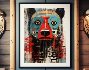 Tlingit Bear Abstract Art Print, Indigenous Illustration, Gloss Poster