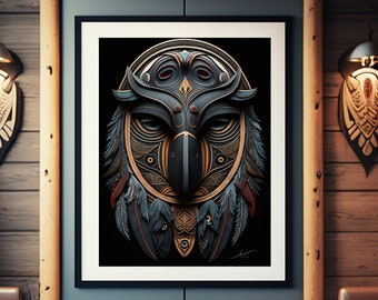Yéil Káa - The Raven&#39;s Call Traditional Tlingit materials and modern techniques, Indigenous Art, Tribe Art, Tlingit art, Raven Gloss Poste