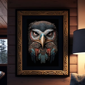 The Guardian of the Veiled Forest, unique abstract art, indigenous art, tlingit, native art, home decor, traditional art, Gloss Posters