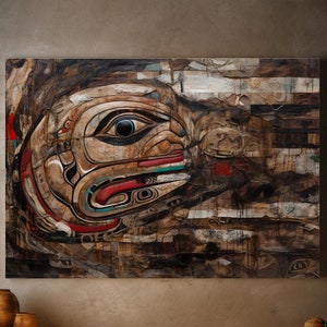 Mystic Tribal Reverie, abstract art, indigenous art, tlingit, native art, wall decor, home decor, traditional art, Canvas Gallery Wraps