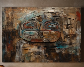 Tlingit Mask Art, Indigenous Canvas Gallery Wrap