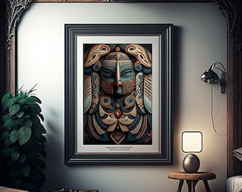 Tlingit Kushtaka Art Print, Abstract Indigenous Wall Decor