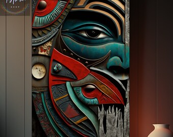 Tlingit Raven Vision Poster, Indigenous Abstract Art