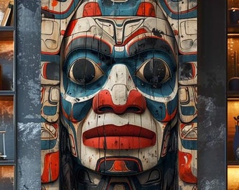Tlingit Guardian Totem Canvas Gallery Wrap, Indigenous Art