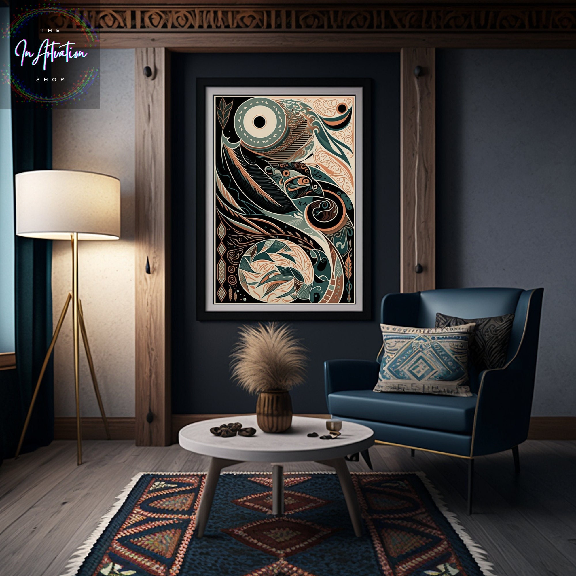 Traditional Tlingit materials and modern techniques, Unique Abstract Art, Indigenous Art, Tribe Art, Tlingit art, Painting, Gloss Posters