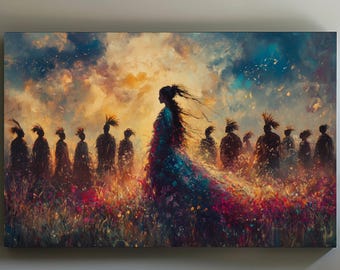 The Spirit of Unity: Indigenous Ceremony Under the Eternal Sky, Celebration Amidst Natures Beauty, Wall Art, Home Decor