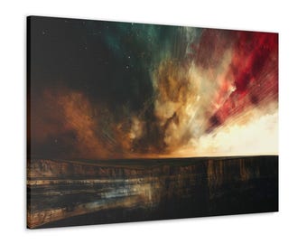 Abstract Galaxy Canvas Art – Cosmic Surrealism Home Decor