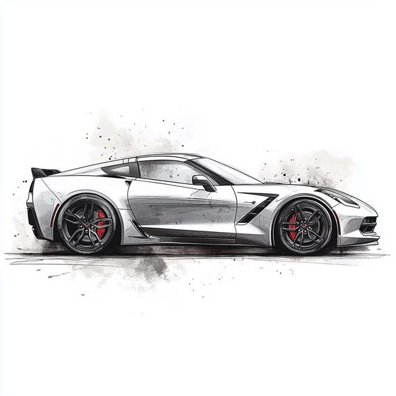 原画Chevrolet Corvette Stingray & Talopyon Chevrolet Corvette C7 Digital Art Print: American Muscle Car - Etsy